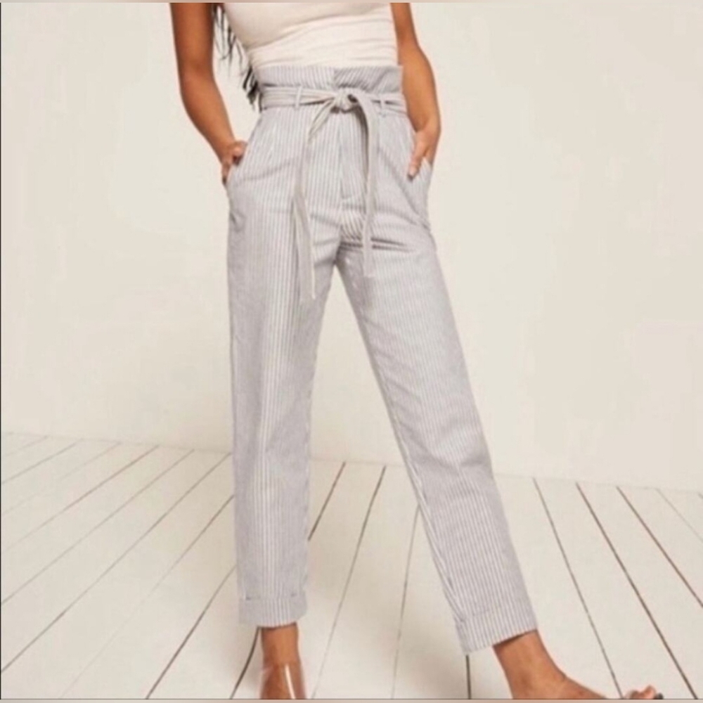 NWOT Reformation Fischer Striped High-Waisted Pants